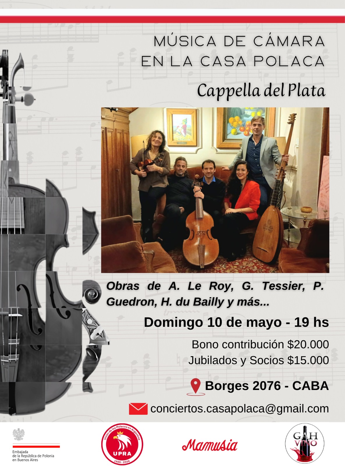 Cappella del Plata presenta: “Pourquoy doux rossignol” – Música de Reinas