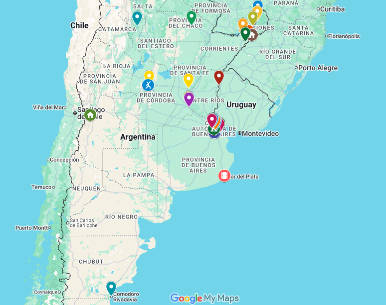 Mapa de organizaciones polacas en Argentina